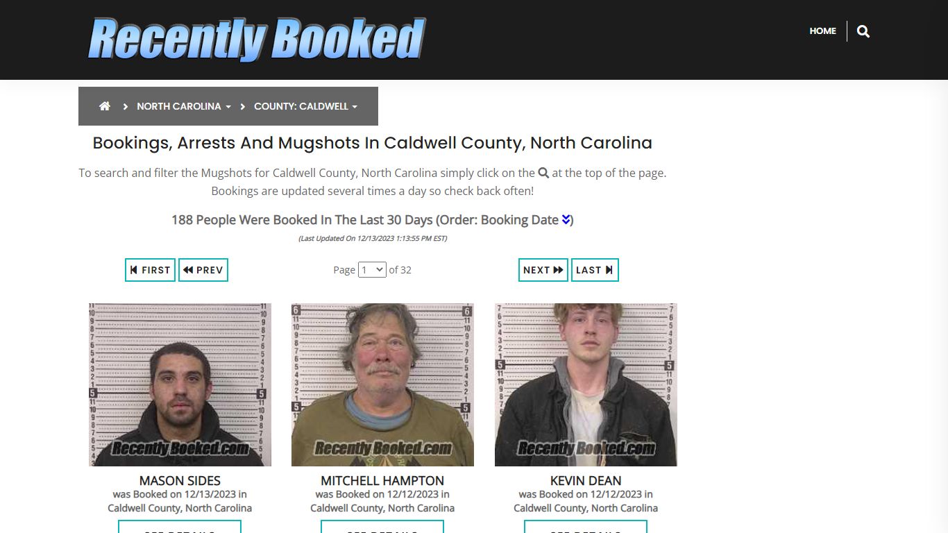 Bookings, Arrests and Mugshots in Caldwell County, North Carolina