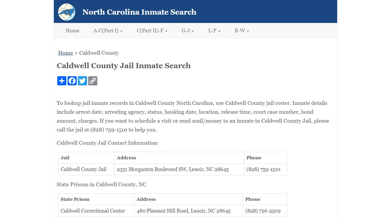 Caldwell County Jail Inmate Search
